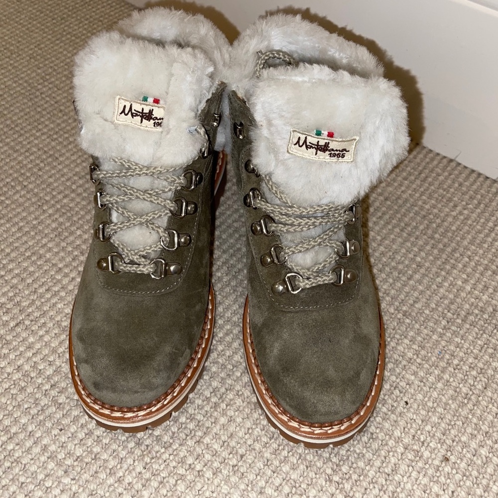 COPY - Montelliana Suede and Fur Lace-Up Boot Size 38